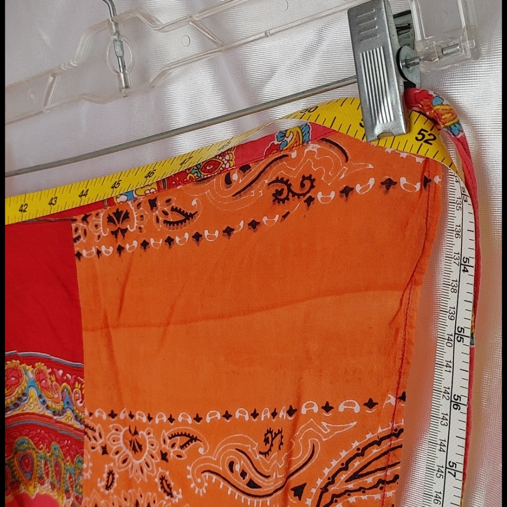 Andrea Sarando patchwork Paisley bandana handkerchief wraparound skirt S/M - Picture 5 of 6